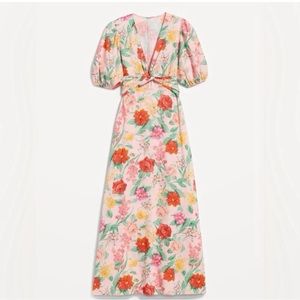 Fit & Flare linen blend, floral maxi dress